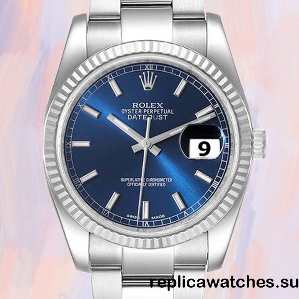 Rolex Datejust Men's 36mm 116234BLSO Silver-tone Oyster Bracelet