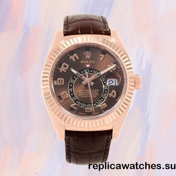 Rolex Sky-dweller 42mm 326135-L Men's Leather Strap Rose Gold-tone - Image 2