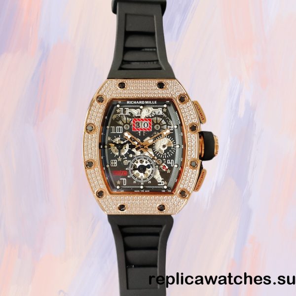 Richard Mille RM011 RM011-021 Men Around 45mm Rose Gold-tone Rubber Band - Image 2