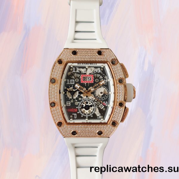 Richard Mille RM011 RM011-021 Men Around 45mm Rose Gold-tone Rubber Band - Image 4