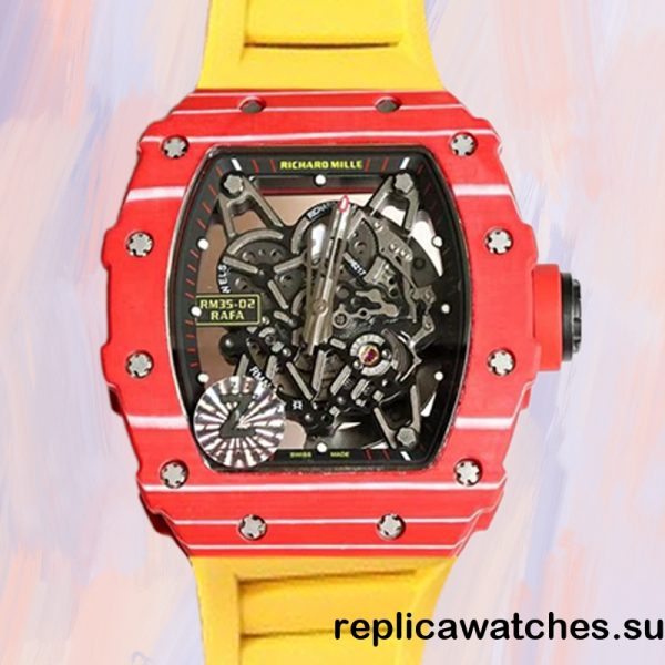 Richard Mille RM35-02 Around 50*42mm Men RM35-02-011 Red Rubber Band