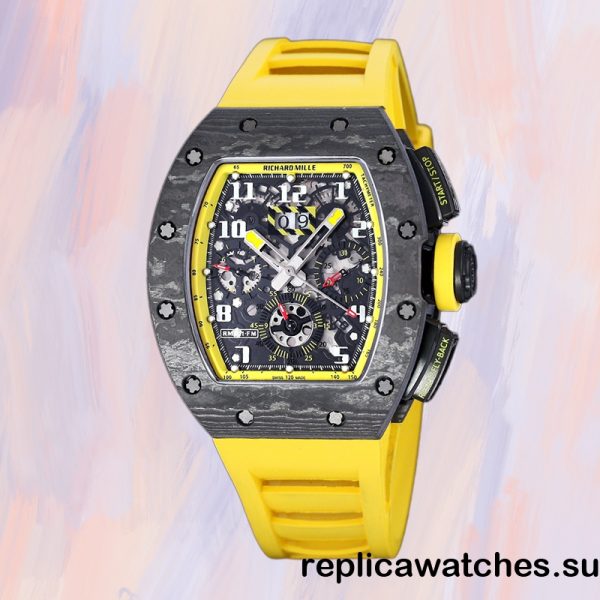 Richard Mille RM 011 Men 50*40mm RM 011-031 Rubber Band Black - Image 2