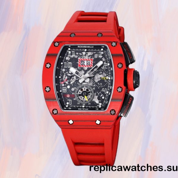 Richard Mille RM 011 50*40mm RM 011-032 Men Rubber Band Red - Image 2